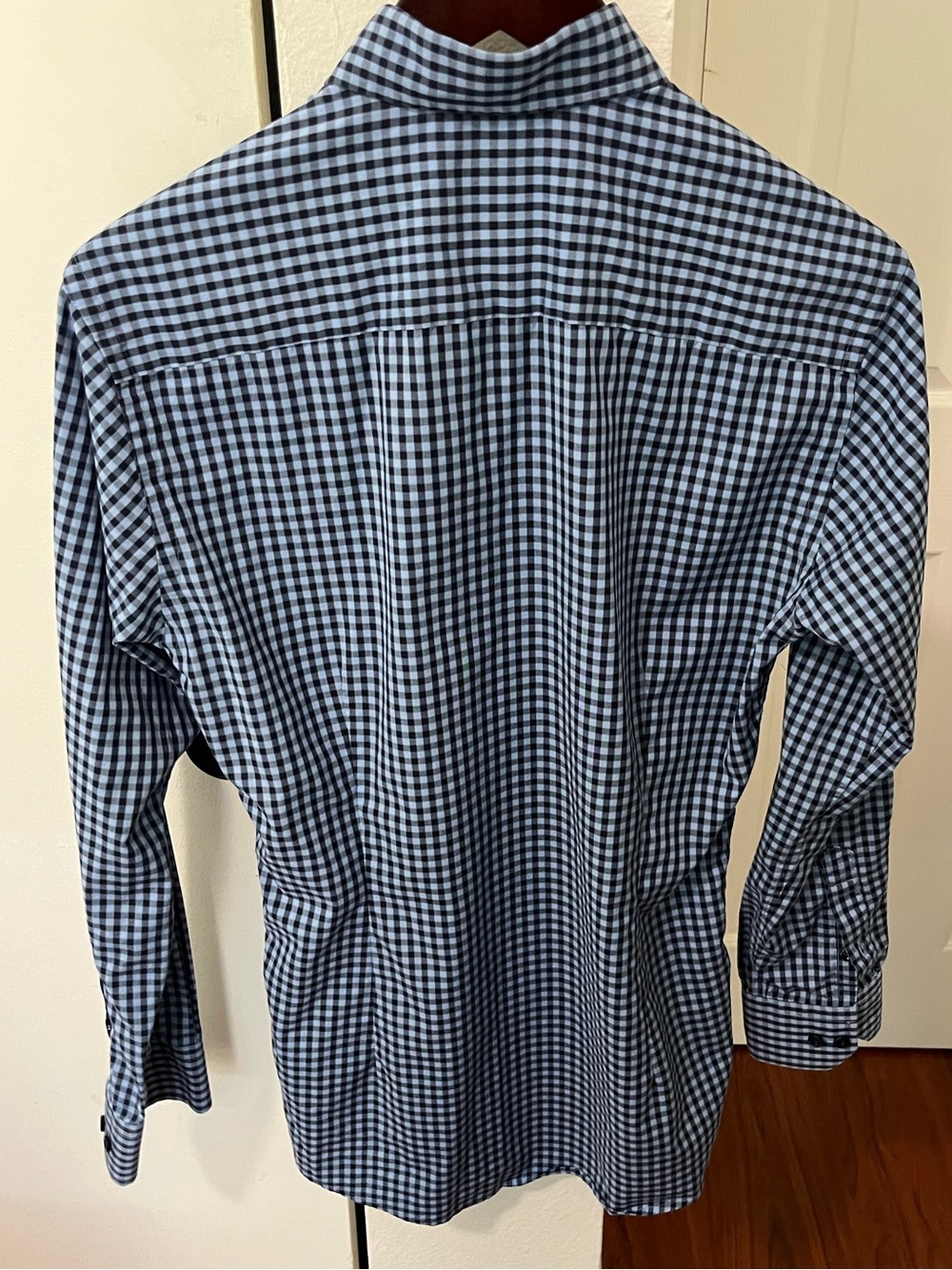 Eton Navy and Blue Gingham Slim Fit Dress Shirt - Picture 2 of 5